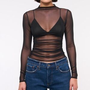 Abercrombie & Fitch Sheer Black Long-Sleeve